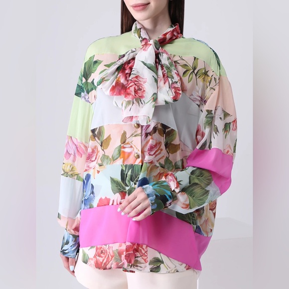 Dolce & Gabbana Tops - DOLCE & GABBANA Floral patchwork shirt in multicolor Size XS/IT36 Like New.